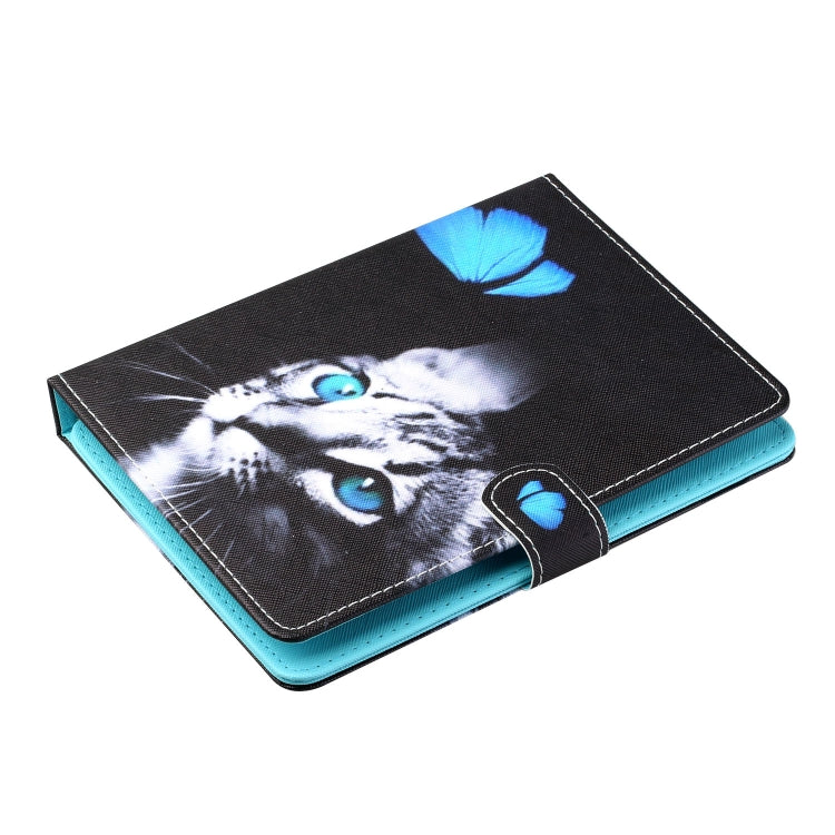 For 10 inch Tablet PC Universal Colored Drawing Horizontal Flip Leather Case with Holder & Card Slots(Butterfly Cat) - 10 - 11 inch by PMC TechLife | Online Shopping South Africa | PMC TechLife | Buy Now Pay Later Mobicred