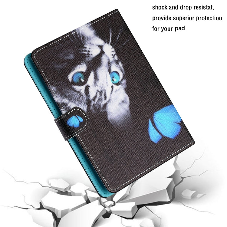 For 10 inch Tablet PC Universal Colored Drawing Horizontal Flip Leather Case with Holder & Card Slots(Butterfly Cat) - 10 - 11 inch by PMC TechLife | Online Shopping South Africa | PMC TechLife | Buy Now Pay Later Mobicred