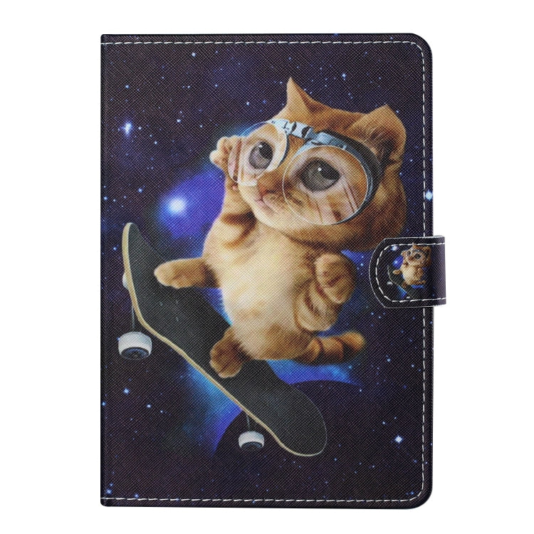 For 10 inch Tablet PC Universal Colored Drawing Horizontal Flip Leather Case with Holder & Card Slots(Skateboard Cat) - 10 - 11 inch by PMC TechLife | Online Shopping South Africa | PMC TechLife | Buy Now Pay Later Mobicred
