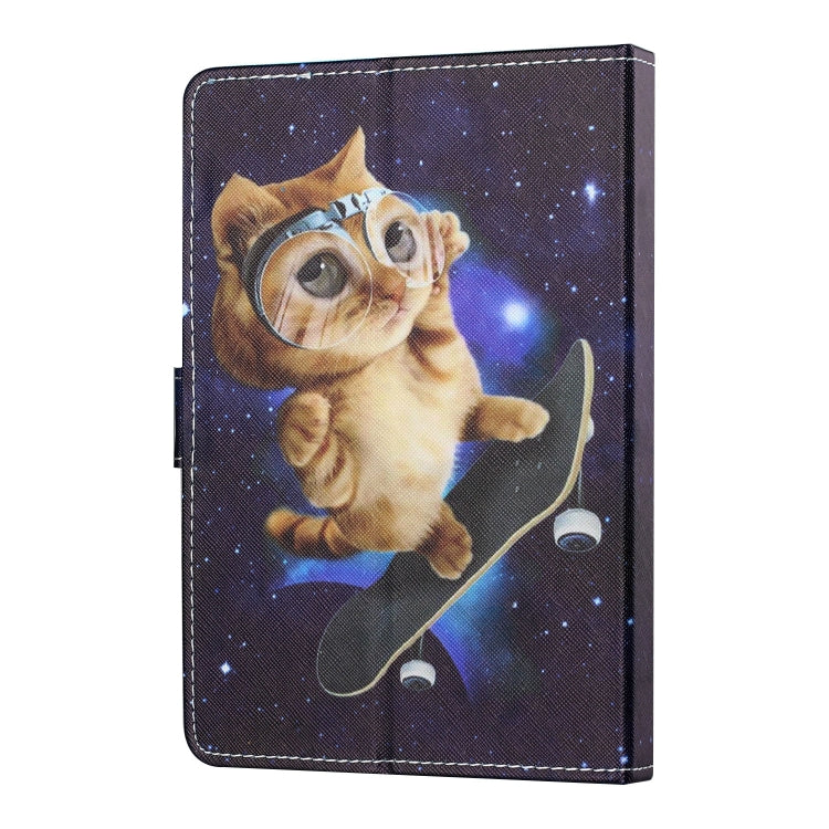 For 10 inch Tablet PC Universal Colored Drawing Horizontal Flip Leather Case with Holder & Card Slots(Skateboard Cat) - 10 - 11 inch by PMC TechLife | Online Shopping South Africa | PMC TechLife | Buy Now Pay Later Mobicred