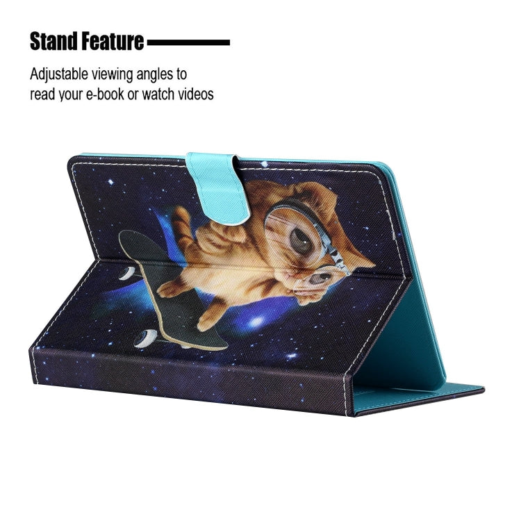 For 10 inch Tablet PC Universal Colored Drawing Horizontal Flip Leather Case with Holder & Card Slots(Skateboard Cat) - 10 - 11 inch by PMC TechLife | Online Shopping South Africa | PMC TechLife | Buy Now Pay Later Mobicred