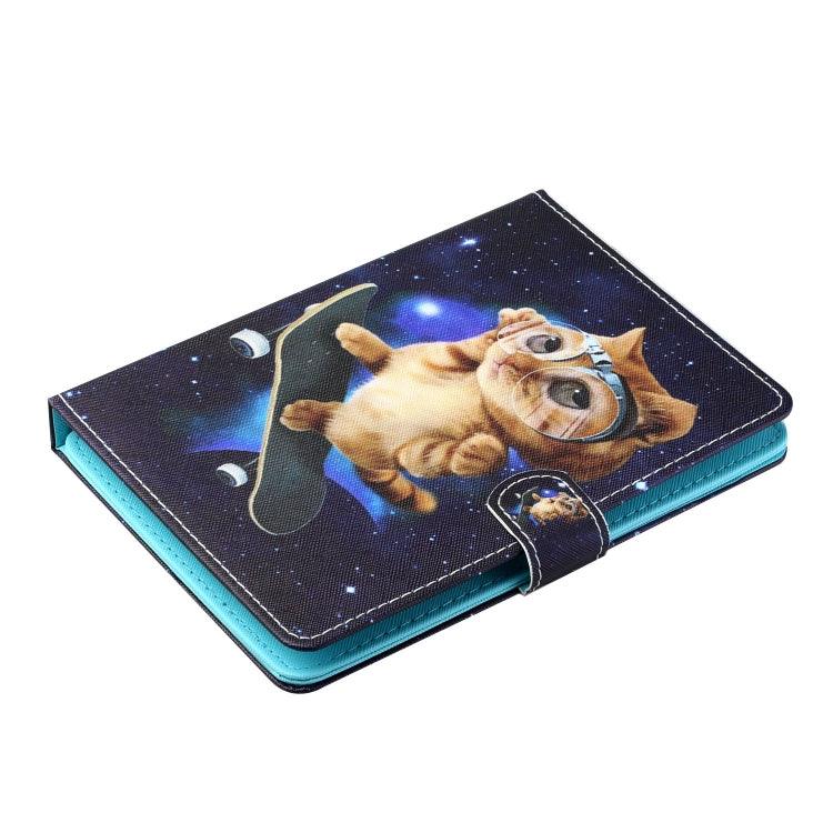 For 10 inch Tablet PC Universal Colored Drawing Horizontal Flip Leather Case with Holder & Card Slots(Skateboard Cat) - 10 - 11 inch by PMC TechLife | Online Shopping South Africa | PMC TechLife | Buy Now Pay Later Mobicred
