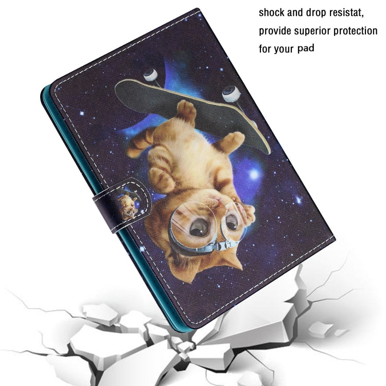 For 10 inch Tablet PC Universal Colored Drawing Horizontal Flip Leather Case with Holder & Card Slots(Skateboard Cat) - 10 - 11 inch by PMC TechLife | Online Shopping South Africa | PMC TechLife | Buy Now Pay Later Mobicred