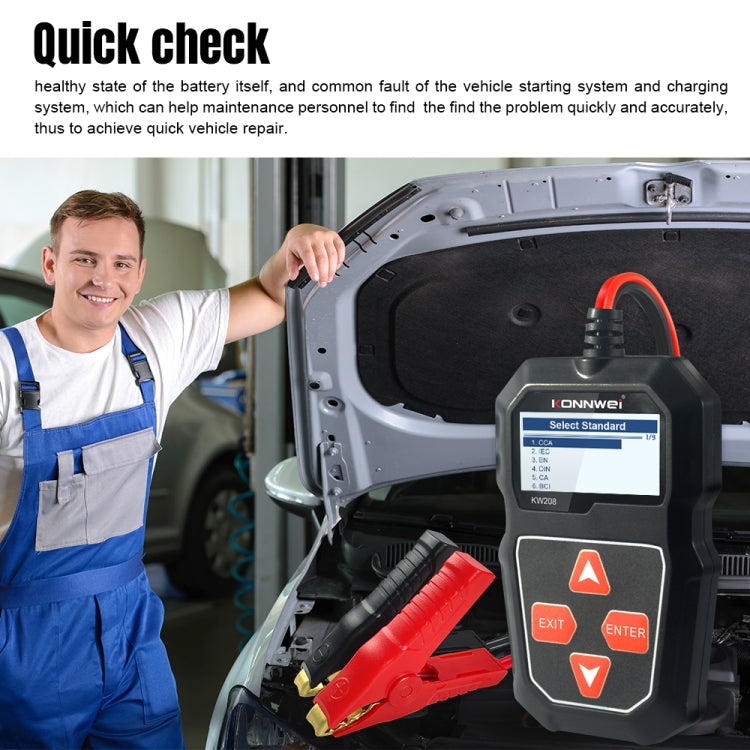 KONNWEI KW208 Car TFT Color Screen Battery Tester Support 8 Languages - free shipping - PMC TechLife - Order now!