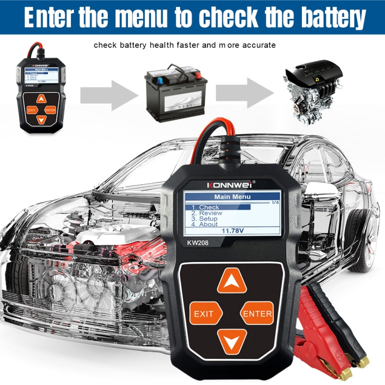 KONNWEI KW208 Car TFT Color Screen Battery Tester Support 8 Languages - Code Readers & Scan Tools by KONNWEI | Online Shopping South Africa | PMC Jewellery | Buy Now Pay Later Mobicred