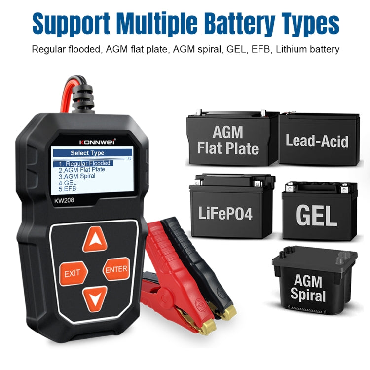 KONNWEI KW208 Car TFT Color Screen Battery Tester Support 8 Languages - free shipping - PMC TechLife - Order now!