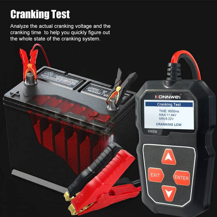 KONNWEI KW208 Car TFT Color Screen Battery Tester Support 8 Languages - free shipping - PMC TechLife - Order now!