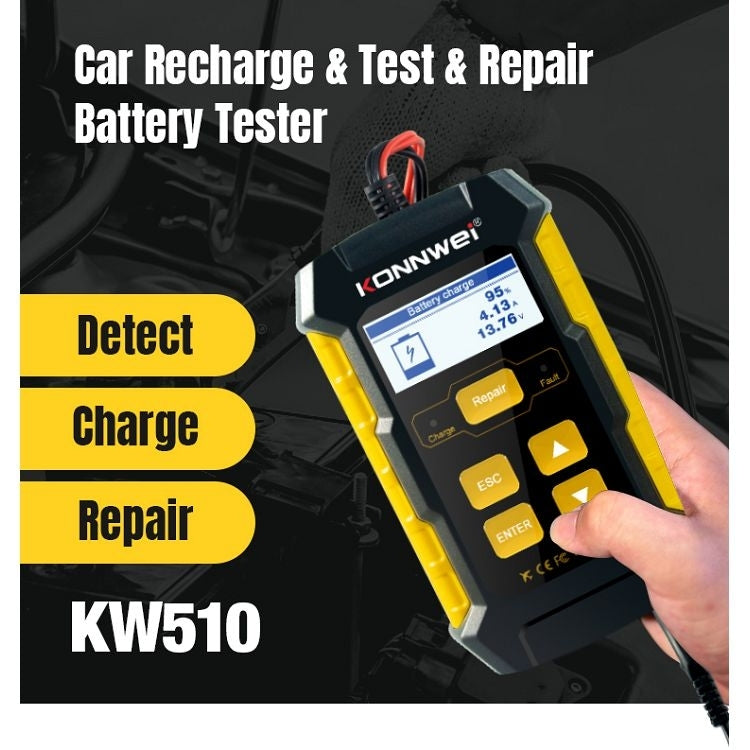 KONNWEI KW510 3 in 1 Car Battery Tester / Charger / Repairer, Support 8 Languages (EU Plug) - Code Readers & Scan Tools by KONNWEI | Online Shopping South Africa | PMC Jewellery | Buy Now Pay Later Mobicred