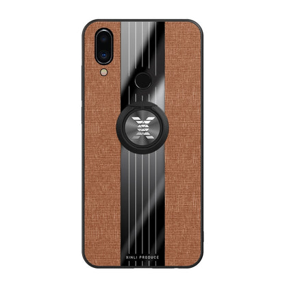 For Meizu Note 9 XINLI Stitching Cloth Texture Shockproof TPU Protective Case with Ring Holder(Brown) - Meizu by XINLI | Online Shopping South Africa | PMC Jewellery | Buy Now Pay Later Mobicred