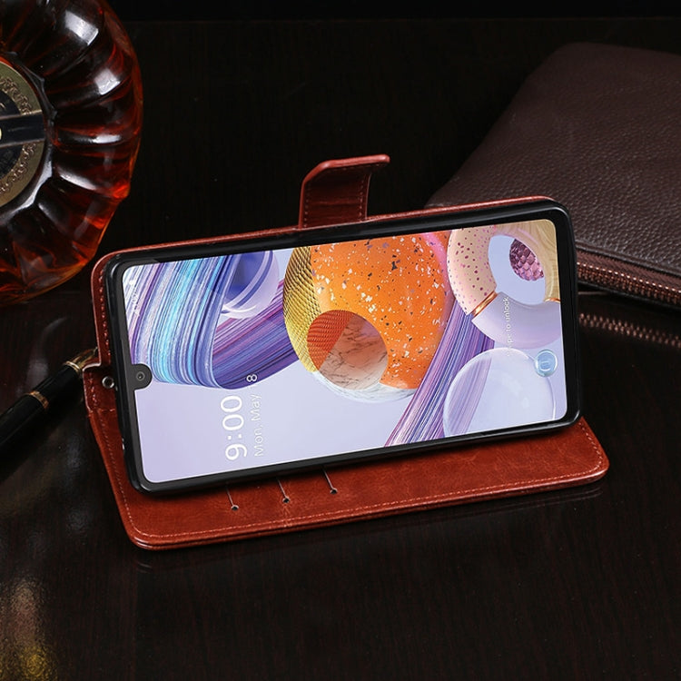 For LG K71 idewei Crazy Horse Texture Horizontal Flip Leather Case with Holder & Card Slots & Wallet(Sky Blue) - LG Cases by idewei | Online Shopping South Africa | PMC Jewellery | Buy Now Pay Later Mobicred