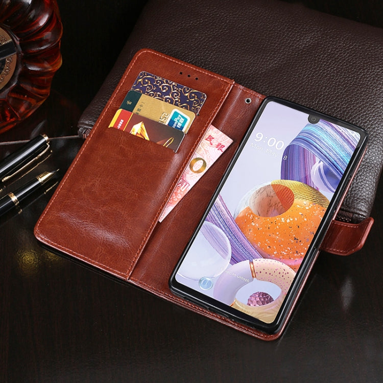 For LG K71 idewei Crazy Horse Texture Horizontal Flip Leather Case with Holder & Card Slots & Wallet(Sky Blue) - LG Cases by idewei | Online Shopping South Africa | PMC Jewellery | Buy Now Pay Later Mobicred