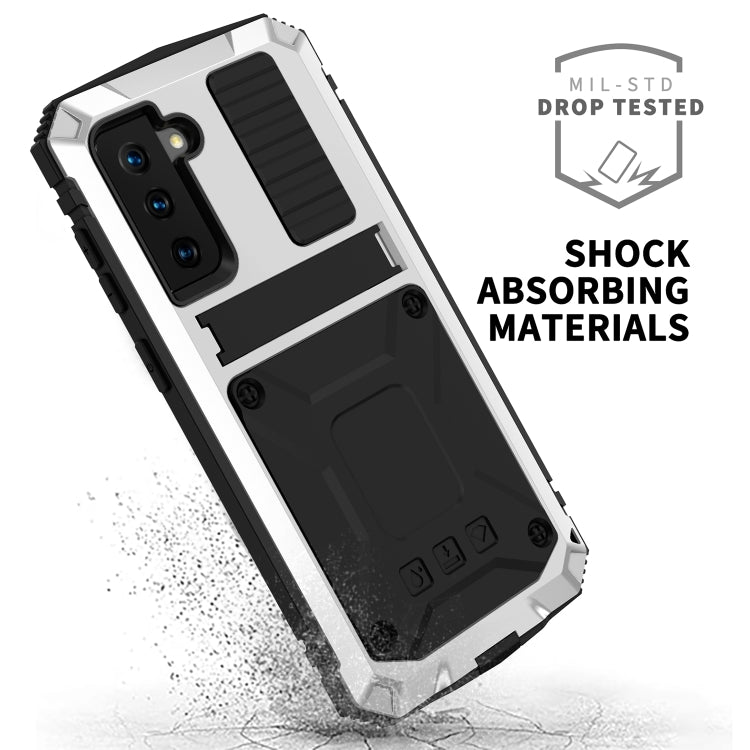For Samsung Galaxy S21 5G R-JUST Shockproof Waterproof Dust-proof Metal + Silicone Protective Case with Holder(Silver) - free shipping - PMC TechLife - Order now!