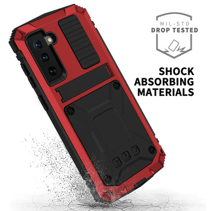 For Samsung Galaxy S21+ 5G R-JUST Shockproof Waterproof Dust-proof Metal + Silicone Protective Case with Holder(Red) - Galaxy S21+ 5G Cases by R-JUST | Online Shopping South Africa | PMC Jewellery