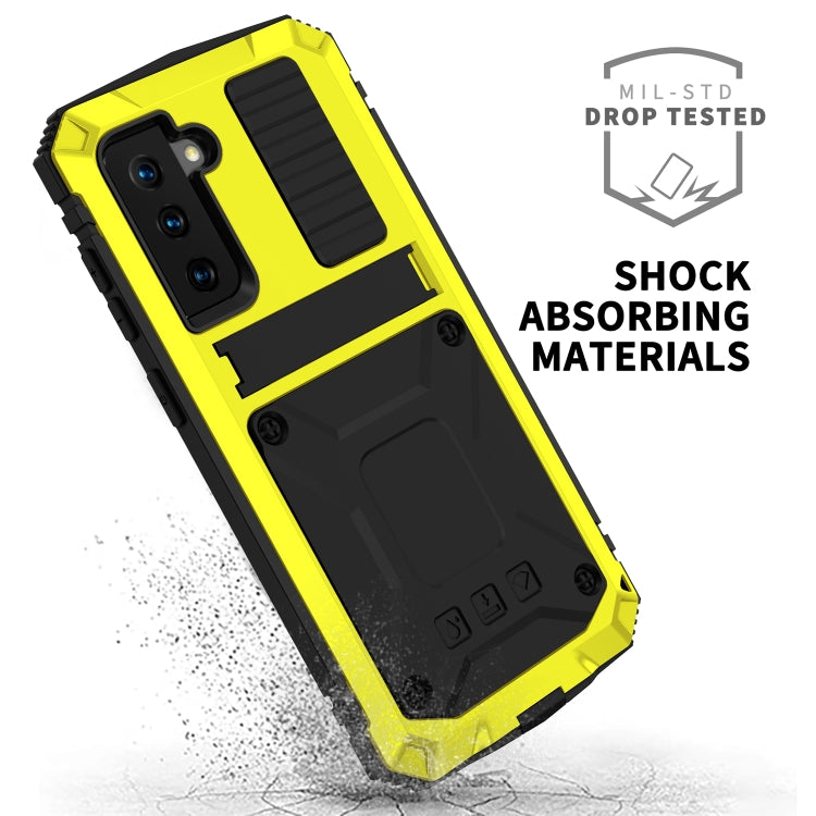 For Samsung Galaxy S21+ 5G R-JUST Shockproof Waterproof Dust-proof Metal + Silicone Protective Case with Holder(Yellow) - free shipping - PMC TechLife - Order now!