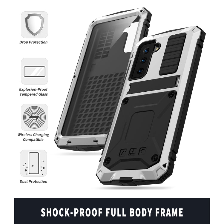 For Samsung Galaxy S21+ 5G R-JUST Shockproof Waterproof Dust-proof Metal + Silicone Protective Case with Holder(Silver) - free shipping - PMC TechLife - Order now!