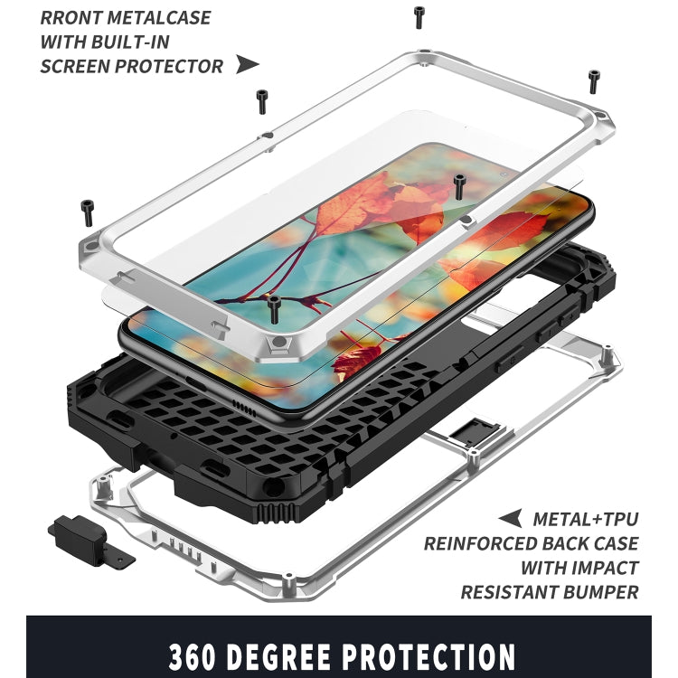 For Samsung Galaxy S21+ 5G R-JUST Shockproof Waterproof Dust-proof Metal + Silicone Protective Case with Holder(Silver) - free shipping - PMC TechLife - Order now!