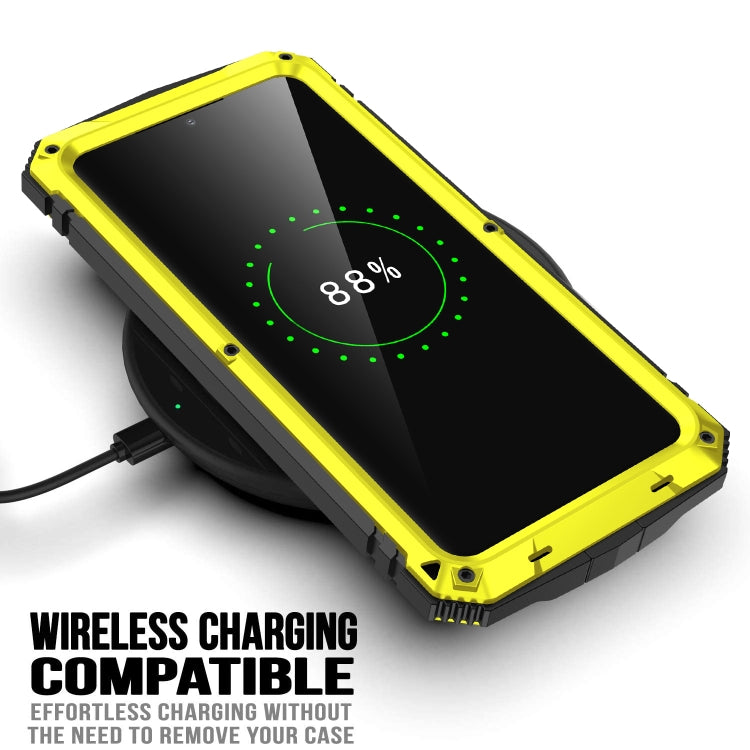 For Samsung Galaxy S21 Ultra 5G R-JUST Shockproof Waterproof Dust-proof Metal + Silicone Protective Case with Holder(Yellow) - Galaxy S21 Ultra 5G Cases by R-JUST | Online Shopping South Africa | PMC Jewellery