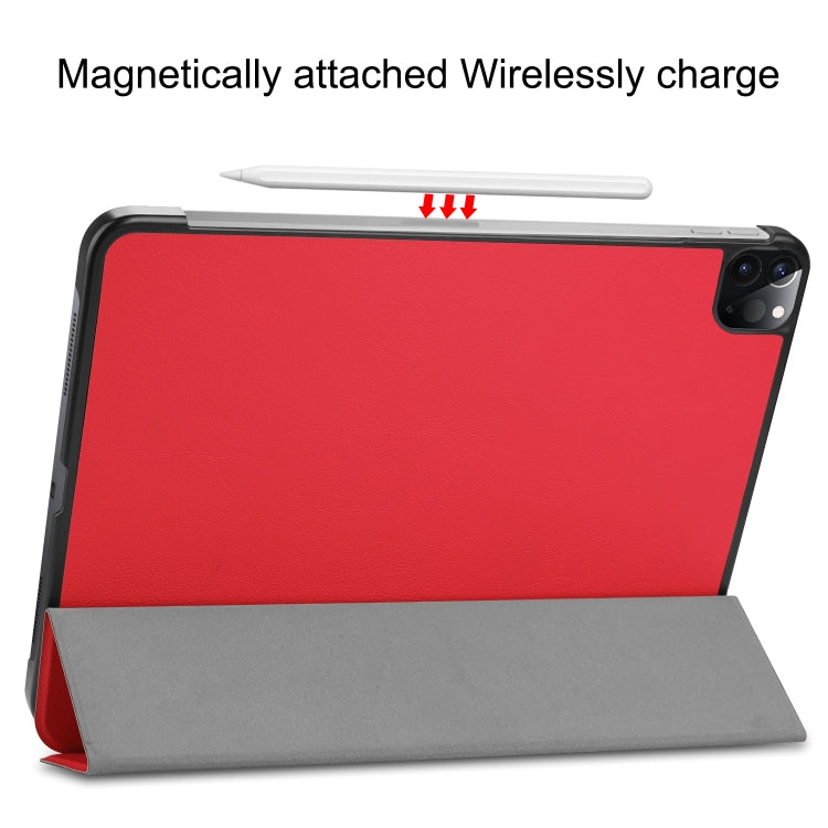 For  iPad Air 13 2024 / Pro 12.9 2022 Custer Texture 3-folding Smart Leather Tablet Case(Red) - iPad Pro 12.9 (2022/2021) Cases by PMC TechLife | Online Shopping South Africa | PMC TechLife | Buy Now Pay Later Mobicred