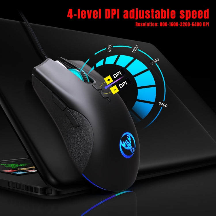 HXSJ A883 7 Keys 6400DPI RGB Light Mechanical Gaming Wired Mouse - Wired Mice by HXSJ | Online Shopping South Africa | PMC TechLife | Buy Now Pay Later Mobicred