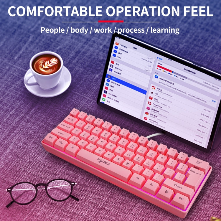 HXSJ V700 61 Keys RGB Lighting Gaming Wired Keyboard (Pink) - free shipping - PMC Jewellery - Order now!