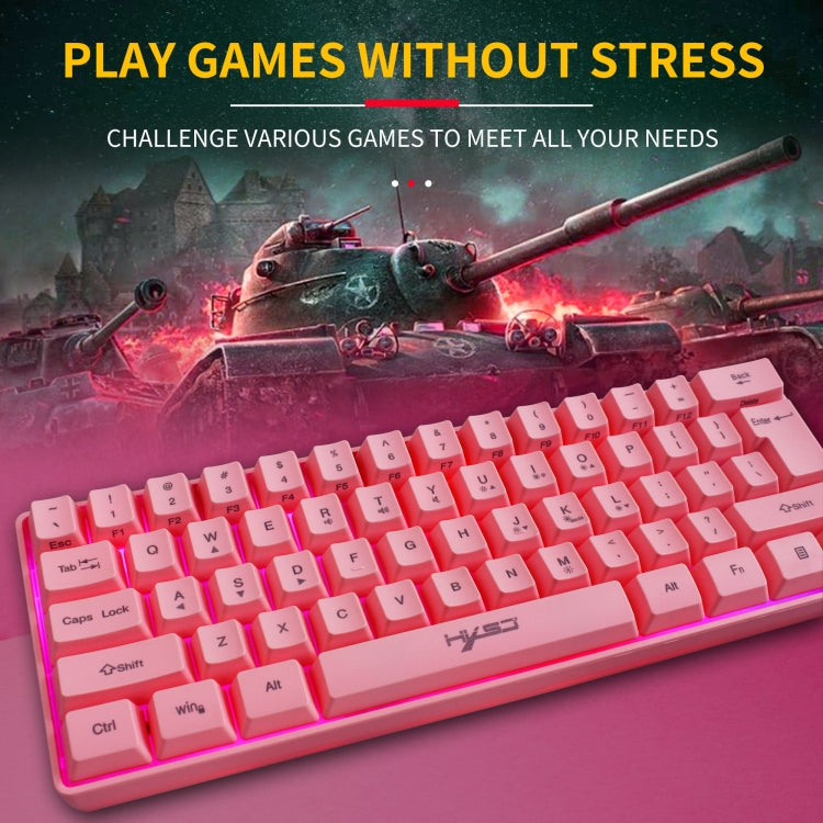 HXSJ V700 61 Keys RGB Lighting Gaming Wired Keyboard (Pink) - free shipping - PMC Jewellery - Order now!