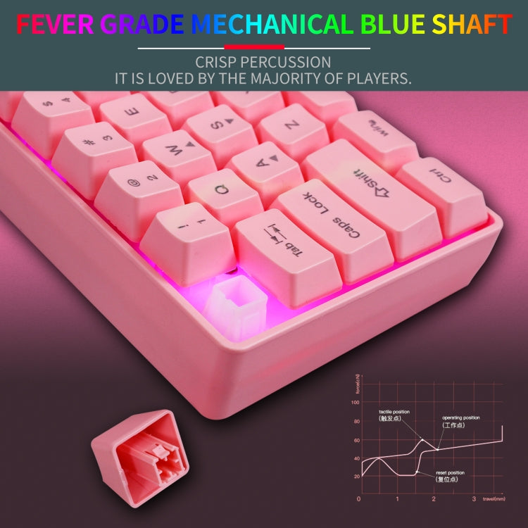 HXSJ V700 61 Keys RGB Lighting Gaming Wired Keyboard (Pink) - free shipping - PMC Jewellery - Order now!