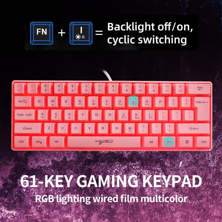 HXSJ V700 61 Keys RGB Lighting Gaming Wired Keyboard (Pink) - free shipping - PMC Jewellery - Order now!