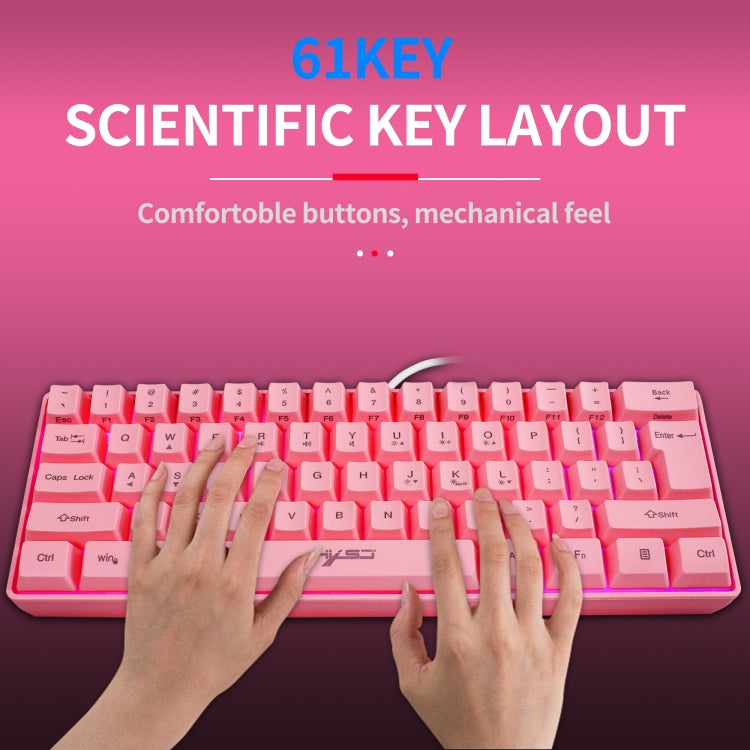 HXSJ V700 61 Keys RGB Lighting Gaming Wired Keyboard (Pink) - free shipping - PMC Jewellery - Order now!