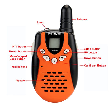 1 Pair RETEVIS RT602 0.5W US Frequency 462.550-467.7125MHz 22CHS Handheld Children Walkie Talkie, US Plug - Children by RETEVIS | Online Shopping South Africa | PMC Jewellery | Buy Now Pay Later Mobicred