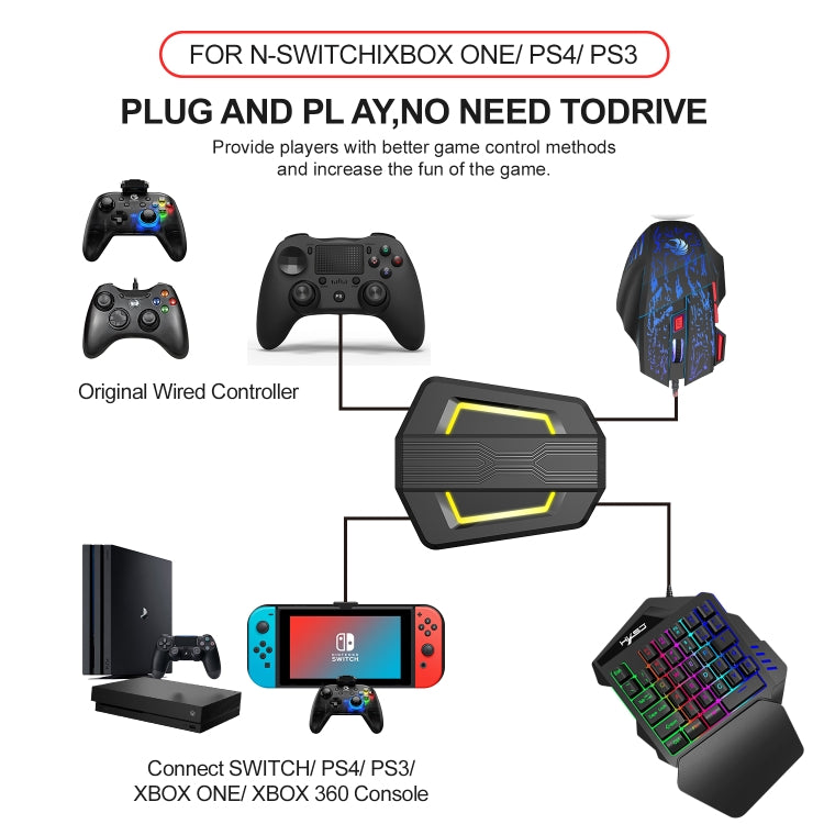 HXSJ P6+V100+H300 Keyboard Mouse Converter + One-handed Keyboard + Gaming Mouse Set - free shipping - PMC Jewellery - Order now!