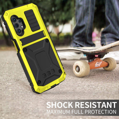 For Samsung Galaxy A32 5G / M32 5G R-JUST Waterproof Shockproof Dustproof Metal + Silicone Protective Case with Holder(Yellow) - Galaxy Phone Cases by R-JUST | Online Shopping South Africa | PMC Jewellery