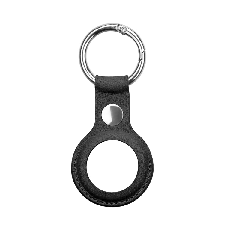 Anti-scratch Top-layer Cowhide Leather Case Cover with Switchable Keychain Ring for AirTag(Black) - Key Chain Series by PMc TechLife | Online Shopping South Africa | PMc TechLife | Buy Now Pay Later Mobicred