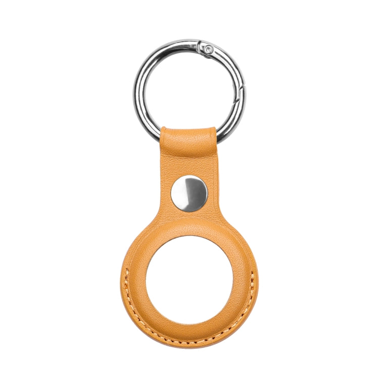 Anti-scratch Top-layer Cowhide Leather Case Cover with Switchable Keychain Ring for AirTag(Light Brown) - Key Chain Series by PMc TechLife | Online Shopping South Africa | PMc TechLife | Buy Now Pay Later Mobicred