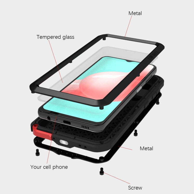 For Samsung Galaxy A32 5G LOVE MEI Metal Shockproof Waterproof Dustproof Protective Case with Glass(Yellow) - free shipping - PMC TechLife - Order now!
