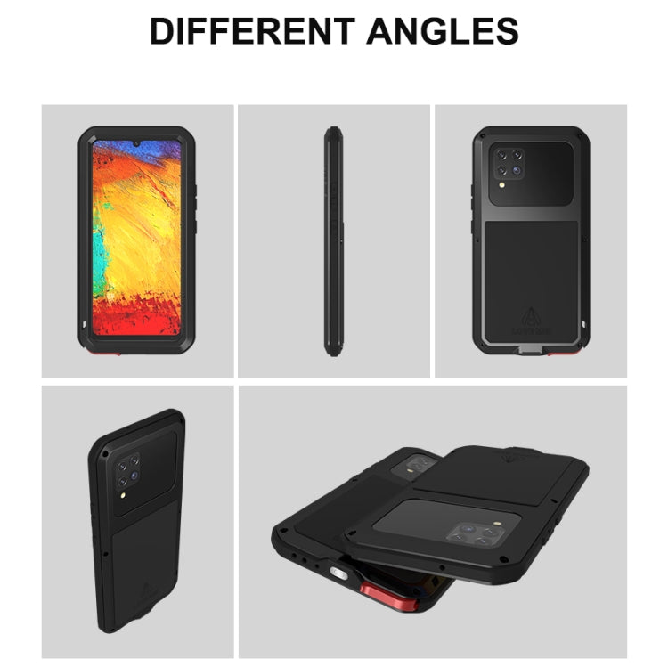 For Samsung Galaxy A42 LOVE MEI Metal Shockproof Waterproof Dustproof Protective Case with Glass(Red) - Galaxy Phone Cases by LOVE MEI | Online Shopping South Africa | PMC TechLife | Buy Now Pay Later Mobicred