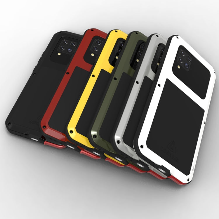 For Samsung Galaxy A42 LOVE MEI Metal Shockproof Waterproof Dustproof Protective Case with Glass(Red) - Galaxy Phone Cases by LOVE MEI | Online Shopping South Africa | PMC TechLife | Buy Now Pay Later Mobicred