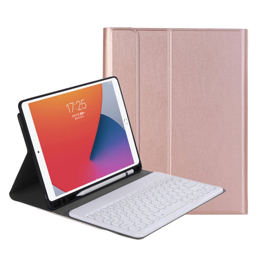 YA870B Detachable Lambskin Texture Round Keycap Bluetooth Keyboard Leather Tablet Case with Pen Slot & Stand For Samsung Galaxy Tab S7 T870 / T875 11 inch 2020(Rose Gold) - Samsung Keyboard by PMC Jewellery | Online Shopping South Africa | PMC Jewellery