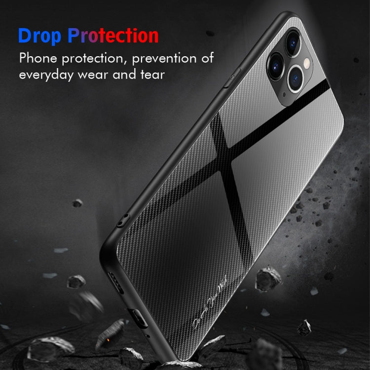 For iPhone 11 Pro Max Carbon Fiber Texture Gradient Color Glass Case(White) - iPhone 11 Pro Max Cases by PMC TechLife | Online Shopping South Africa | PMC TechLife | Buy Now Pay Later Mobicred