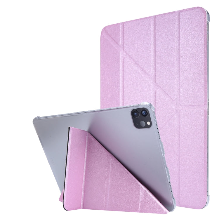 For iPad Air 13 2024 / iPad Pro 12.9 2022 / 2021 Silk Texture Horizontal Deformation Flip Leather Tablet Case with Holder(Pink) - iPad Pro 12.9 (2022/2021) Cases by PMC Jewellery | Online Shopping South Africa | PMC Jewellery | Buy Now Pay Later Mobicred