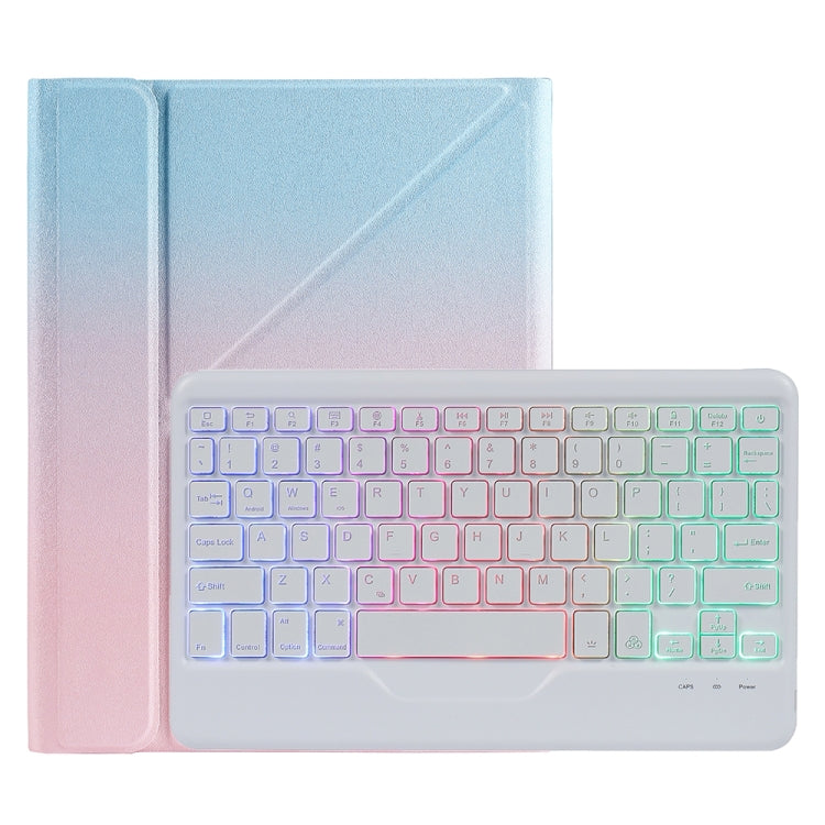 B07S Splittable Backlight Bluetooth Keyboard Leather Tablet Case with Triangle Holder & Pen Slot For iPad 9.7 2018 & 2017 / Pro 9.7 / Air 2(Gradient Blue Pink) - free shipping - PMC TechLife - Order now!