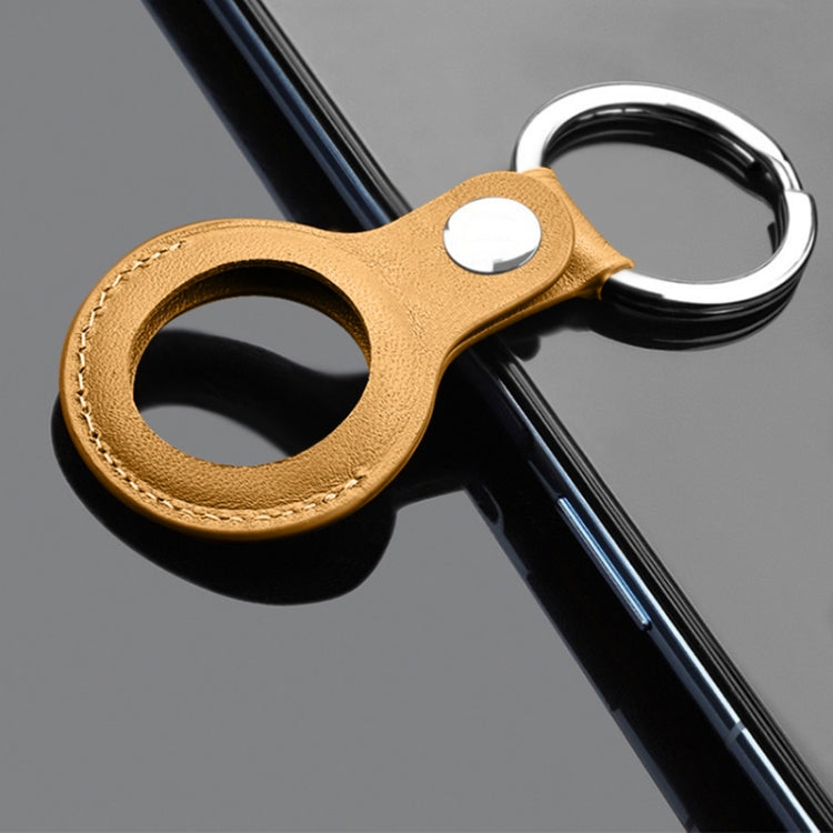 Mutural PU Leather Protective Case with Key Ring for AirTag(Yellow) -  by Mutural | Online Shopping South Africa | PMc TechLife | Buy Now Pay Later Mobicred