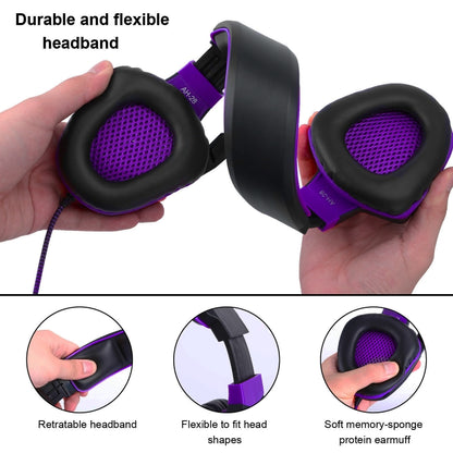 Anivia AH28 3.5mm Stereo Sound Wired Gaming Headset with Microphone(Black Purple) - Multimedia Headset by SADES | Online Shopping South Africa | PMC Jewellery | Buy Now Pay Later Mobicred