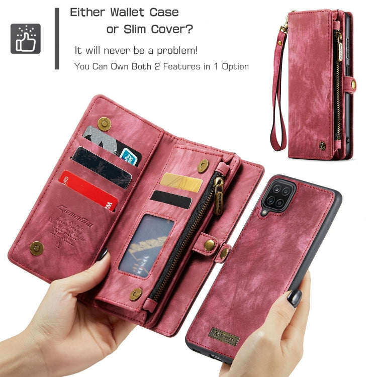 For Samsung Galaxy A12 CaseMe Detachable Multifunctional Horizontal Flip Leather Case, with Card Slot & Holder & Zipper Wallet & Photo Frame(Red) - Galaxy Phone Cases by CaseMe | Online Shopping South Africa | PMC Jewellery | Buy Now Pay Later Mobicred