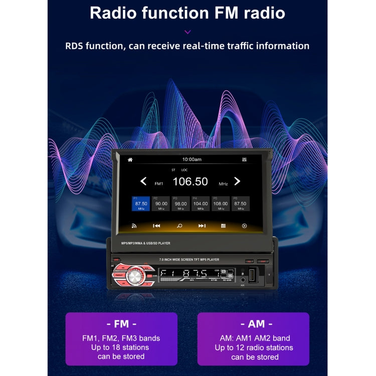 9601C HD 7 inch Manually Retractable Screen Car MP5 Player GPS Navigation Bluetooth Radio, Support Mirror Link & FM & TF Card & USB - Car MP3 & MP4 & MP5 by PMC TechLife | Online Shopping South Africa | PMC TechLife | Buy Now Pay Later Mobicred