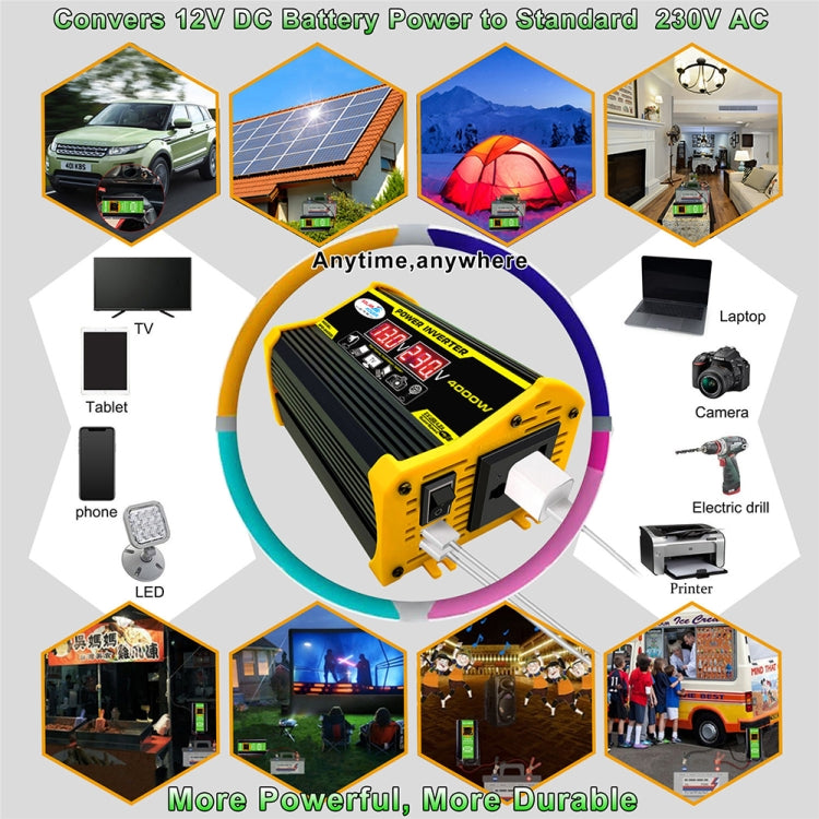 Legend II Generation 12V to 110V 4000W Modified Square Wave Car Power Inverter(Black) - Modified Square Wave by PMC TechLife | Online Shopping South Africa | PMC TechLife | Buy Now Pay Later Mobicred