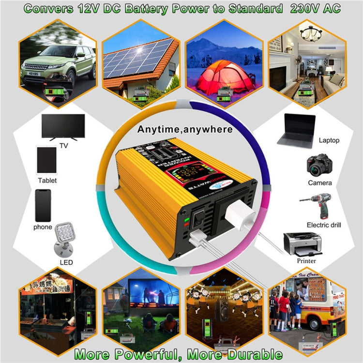 Tang III Generation 12V to 110V 6000W Modified Square Wave Car Power Inverter with LCD Display & Dual USB(Yellow) - Modified Square Wave by PMC TechLife | Online Shopping South Africa | PMC TechLife | Buy Now Pay Later Mobicred