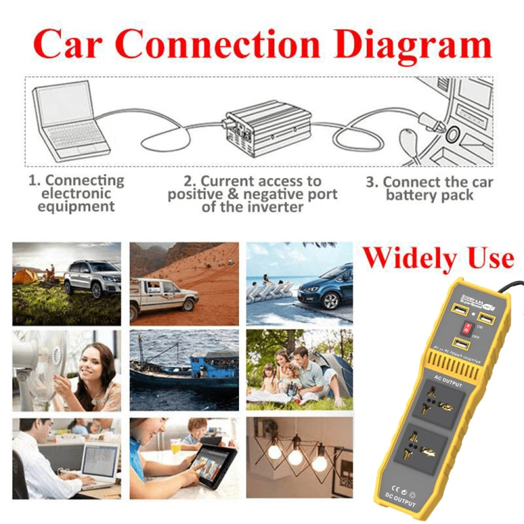 12V to 220V 300W Car Power Inverter with Three USB - Modified Square Wave by PMC TechLife | Online Shopping South Africa | PMC TechLife | Buy Now Pay Later Mobicred