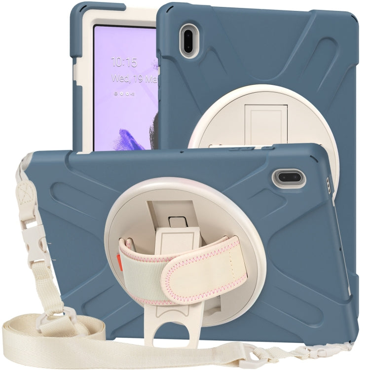 For Samsung Galaxy Tab S7 FE T730 / S7+ / S9+ /S8+ Silicone + PC Protective Case with Holder & Shoulder Strap(Cornflower Blue) - Other Galaxy Tab PC by PMC Jewellery | Online Shopping South Africa | PMC Jewellery | Buy Now Pay Later Mobicred