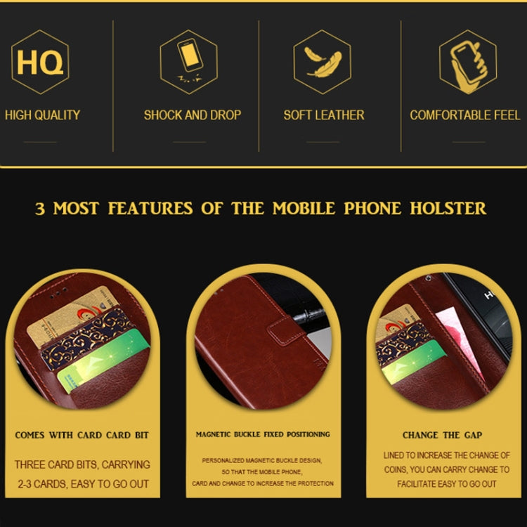 For Wiko Power U10 idewei Crazy Horse Texture Horizontal Flip Leather Case with Holder & Card Slots & Wallet(Brown) - Wiko by idewei | Online Shopping South Africa | PMC Jewellery | Buy Now Pay Later Mobicred