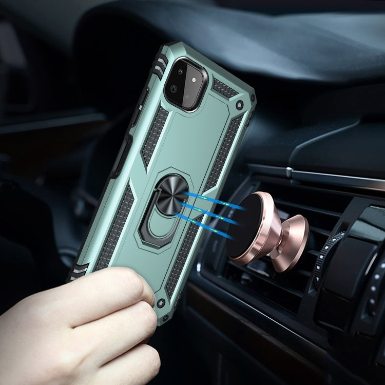 For Samsung Galaxy A22 5G Shockproof TPU + PC Protective Case with 360 Degree Rotating Holder(Dark Green) - Galaxy Phone Cases by PMC TechLife | Online Shopping South Africa | PMC TechLife